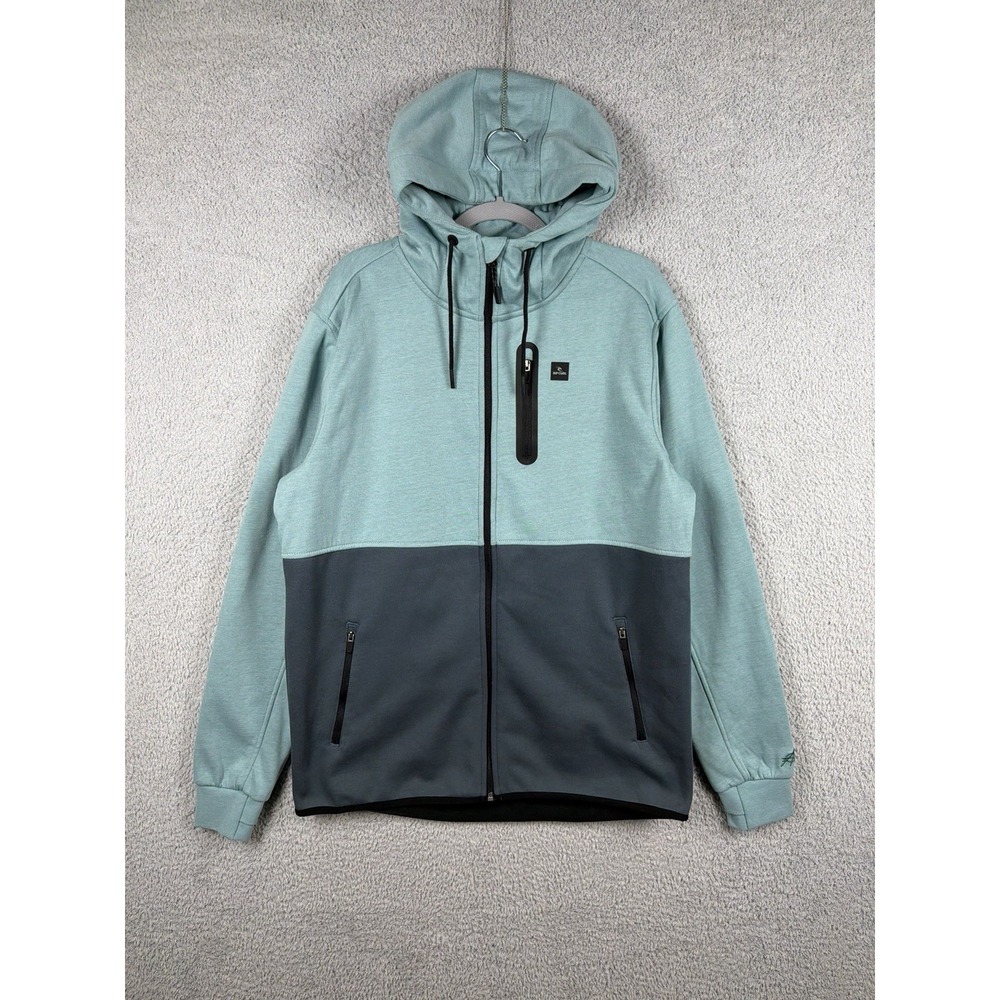 Rip Curl Departed Anti Series Fleece Zip Hoodie Blue/Teal Men's Size L